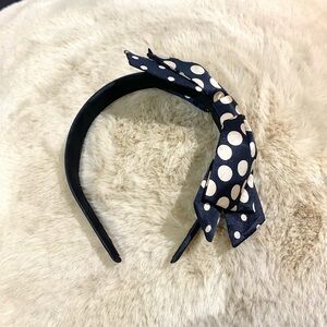 Black & Beige Polka Dot Bow Headband